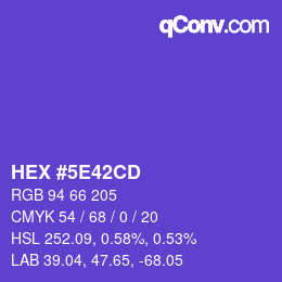 颜色代码: HEX #5E42CD | qconv.com