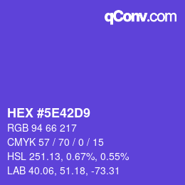 Farbcode: HEX #5E42D9 | qconv.com