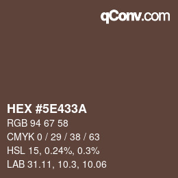Color code: HEX #5E433A | qconv.com