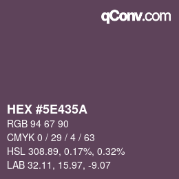 Color code: HEX #5E435A | qconv.com