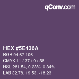 Color code: HEX #5E436A | qconv.com