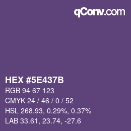 Farbcode: HEX #5E437B | qconv.com