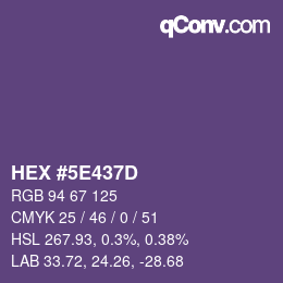 Color code: HEX #5E437D | qconv.com