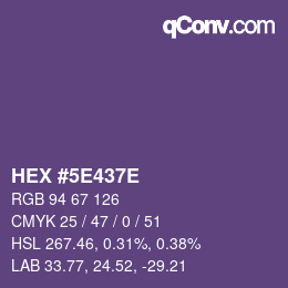 カラーコード: HEX #5E437E | qconv.com