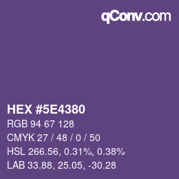 Color code: HEX #5E4380 | qconv.com