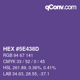 Color code: HEX #5E438D | qconv.com