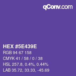 Color code: HEX #5E439E | qconv.com