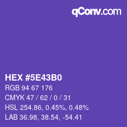 Farbcode: HEX #5E43B0 | qconv.com