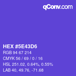 Código de color: HEX #5E43D6 | qconv.com