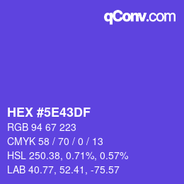 Color code: HEX #5E43DF | qconv.com