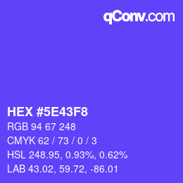 カラーコード: HEX #5E43F8 | qconv.com
