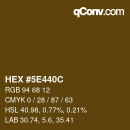 Color code: HEX #5E440C | qconv.com