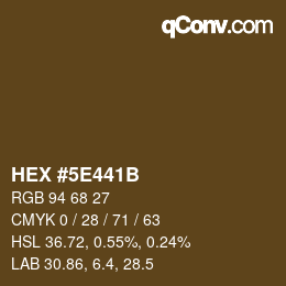 Farbcode: HEX #5E441B | qconv.com