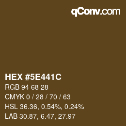 Color code: HEX #5E441C | qconv.com