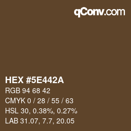 Color code: HEX #5E442A | qconv.com