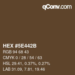 Color code: HEX #5E442B | qconv.com