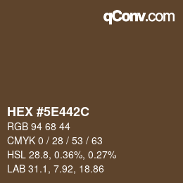 Color code: HEX #5E442C | qconv.com