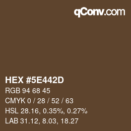 Color code: HEX #5E442D | qconv.com