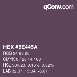 Color code: HEX #5E445A | qconv.com
