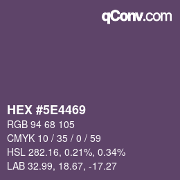 Color code: HEX #5E4469 | qconv.com