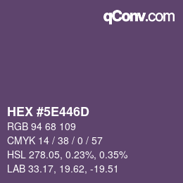 Color code: HEX #5E446D | qconv.com