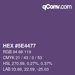 Color code: HEX #5E4477 | qconv.com