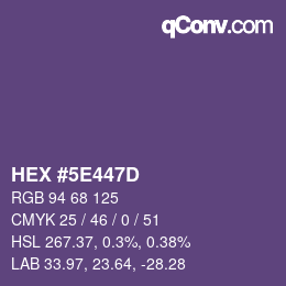 Color code: HEX #5E447D | qconv.com