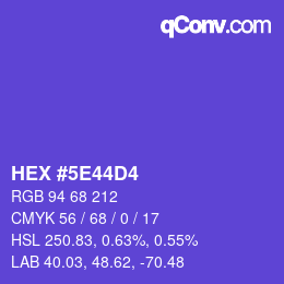カラーコード: HEX #5E44D4 | qconv.com