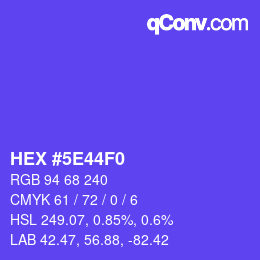 Farbcode: HEX #5E44F0 | qconv.com