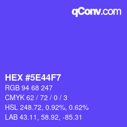 カラーコード: HEX #5E44F7 | qconv.com