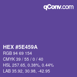 Color code: HEX #5E459A | qconv.com