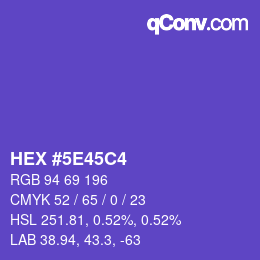 Farbcode: HEX #5E45C4 | qconv.com