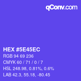 Farbcode: HEX #5E45EC | qconv.com