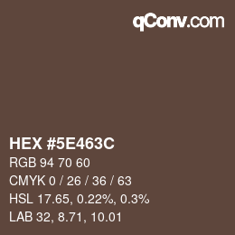 Color code: HEX #5E463C | qconv.com