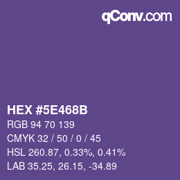 Color code: HEX #5E468B | qconv.com