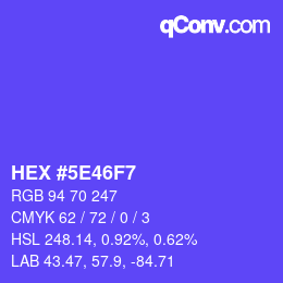 カラーコード: HEX #5E46F7 | qconv.com