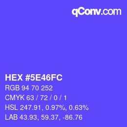 Farbcode: HEX #5E46FC | qconv.com