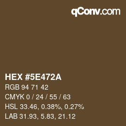 Color code: HEX #5E472A | qconv.com