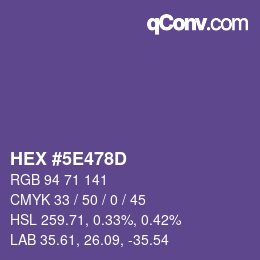 Color code: HEX #5E478D | qconv.com