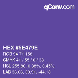 カラーコード: HEX #5E479E | qconv.com