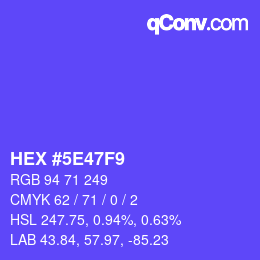 Color code: HEX #5E47F9 | qconv.com