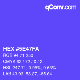 Color code: HEX #5E47FA | qconv.com