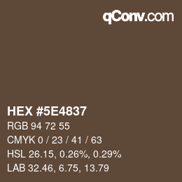 Color code: HEX #5E4837 | qconv.com