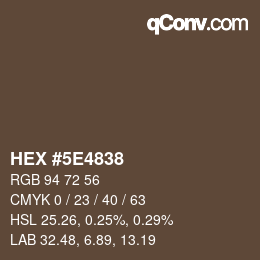 Color code: HEX #5E4838 | qconv.com