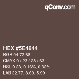 Código de color: HEX #5E4844 | qconv.com