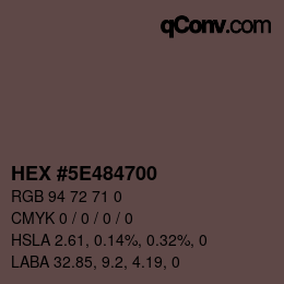 颜色代码: HEX #5E484700 | qconv.com