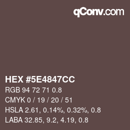 Farbcode: HEX #5E4847CC | qconv.com