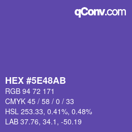 カラーコード: HEX #5E48AB | qconv.com