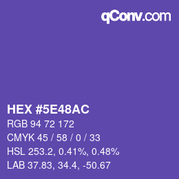 Color code: HEX #5E48AC | qconv.com