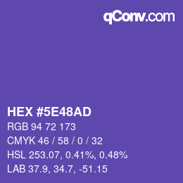 Color code: HEX #5E48AD | qconv.com